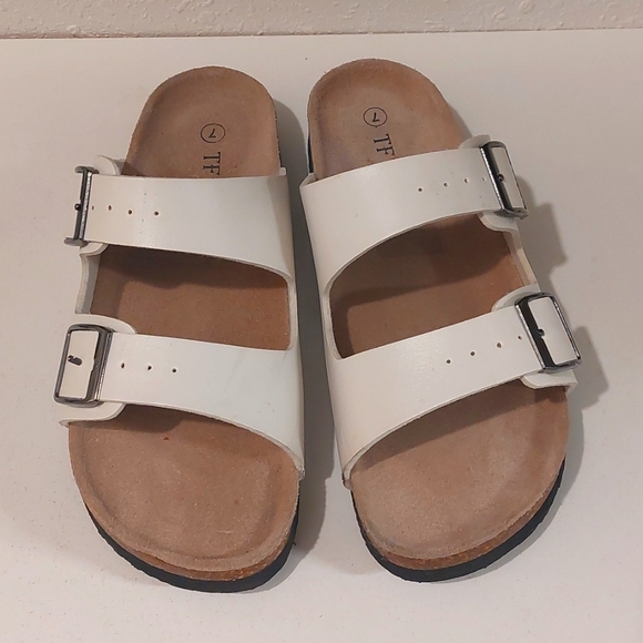 TF STAR White Birkenstock Style Sandals with Buckles - Picture 2 of 7